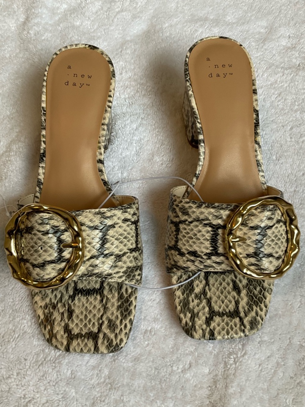 Snake-Print Slide Mule with Gold Buckle - Picture 2 of 6